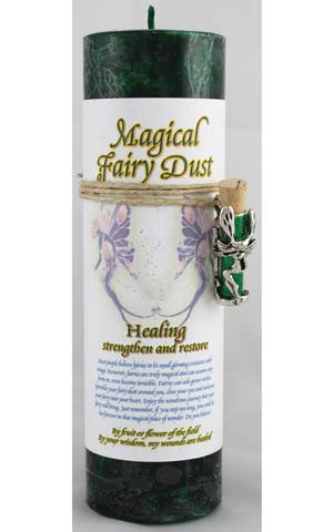 Healing Pillar Candle with Fairy Dust Necklace